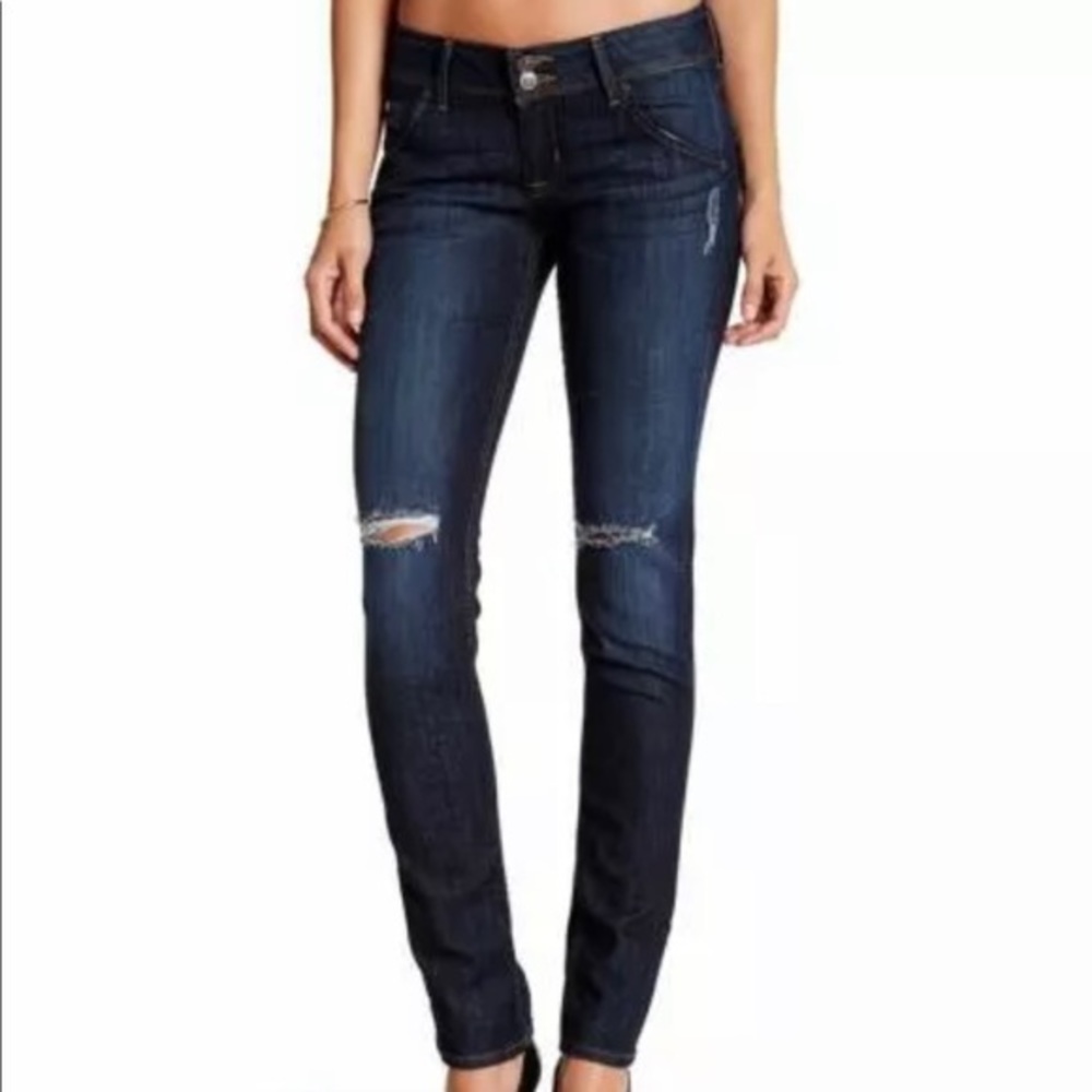 Hudson Collin Skinny Jean Distressed Dark Wash 26